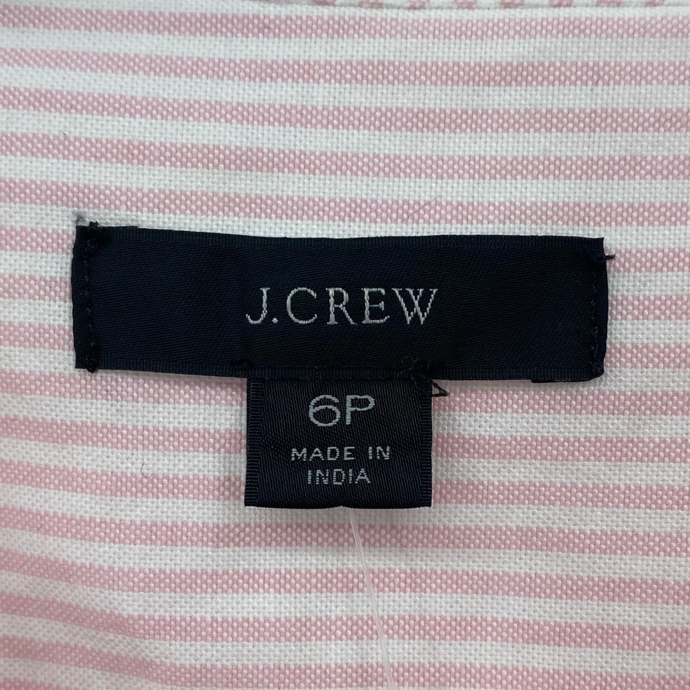 J.Crew Pink White Pin Stripe Long sleeve Shirt Dress bow tie belt size 6p - Picture 8 of 13